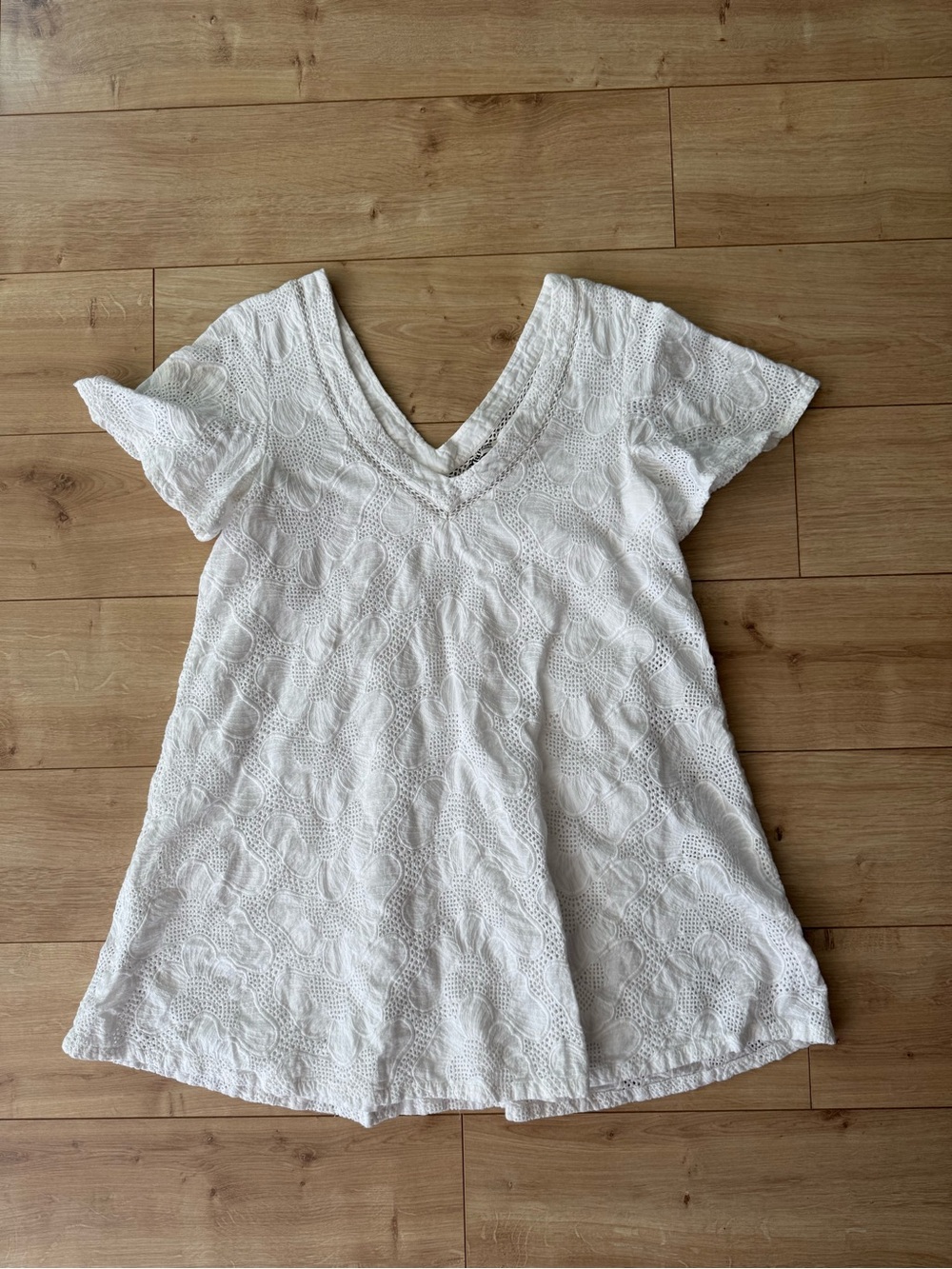 Show Me Your Mumu Crystal Tunic Dress White Eyelet Mini Boho XS